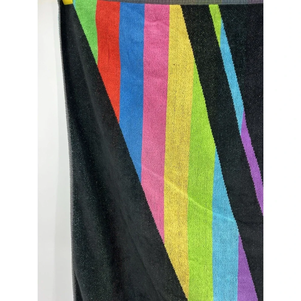 Vintage Hawaii Beach Towel by Maiden Black Multi Spell Out Cotton 56 x 33
